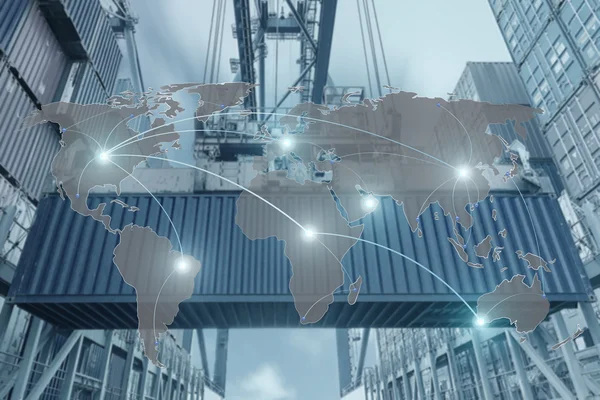 Import, Export, logisztikai koncepció - megjelenítése globális partner connectio — Stock Fotó