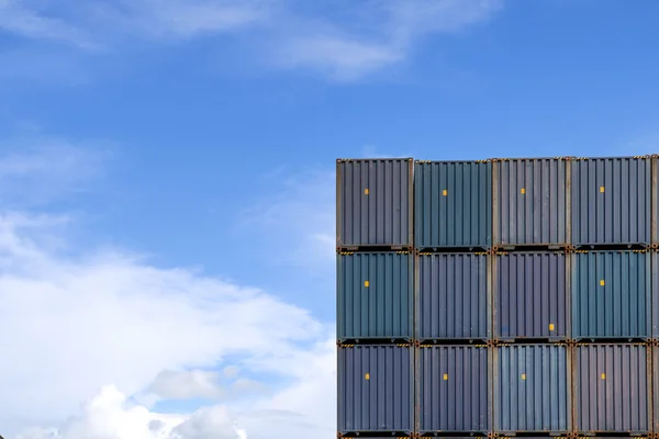 Mport, Export, Logistics concept - Stack of cargo containers at — Stock Photo, Image