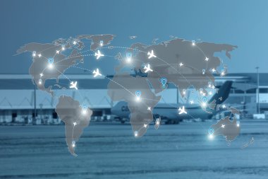 Uçuş rotaları uçaklar ağ kullanımı için küresel seyahat, im Haritası