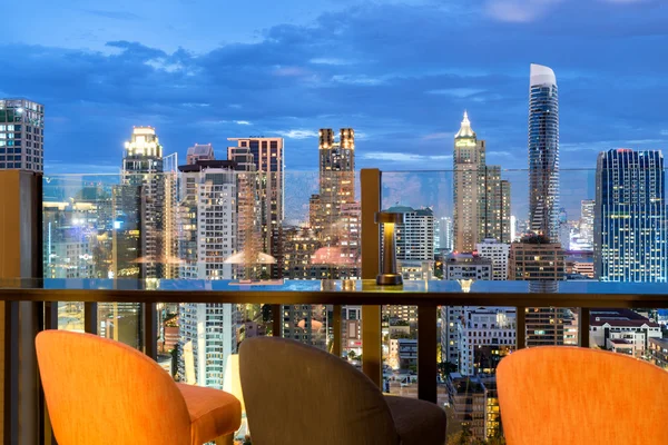 Bangkok skyline view point from rooftop bar in Bangkok, Thailand