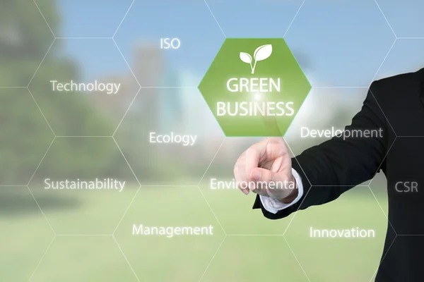 Conceito de negócio verde - Empresário que trabalha com inter — Fotografia de Stock