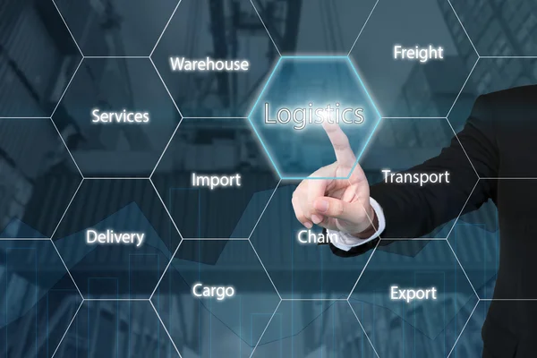 Business technology concept - Business man touching the logistic — Stock Photo, Image