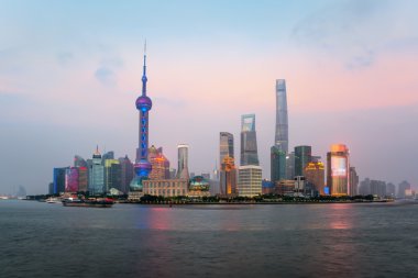 Shanghai manzarası Lujiazui Pudong merkezi iş merkezi S