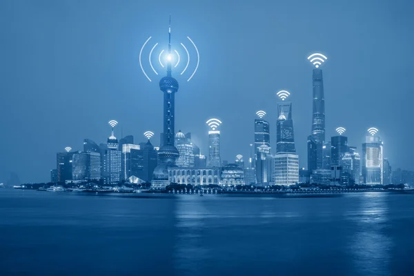 Wifi network technology concept - Wifi network connection in Sha — Stock Photo, Image