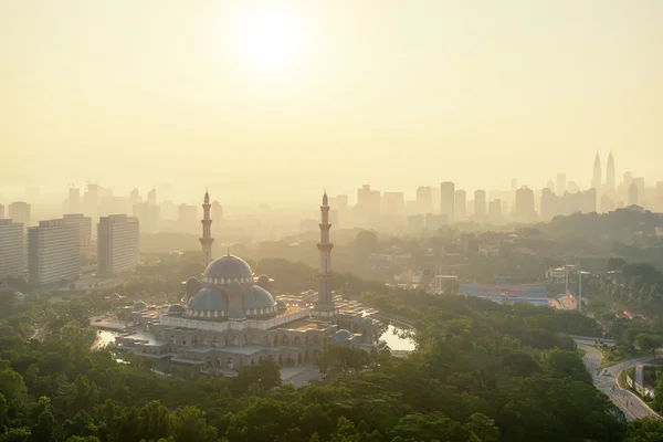 Aerial view of Federal Territory Mosque during sunset. Federal T — Stock Photo, Image