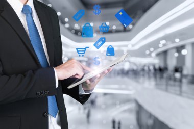 Dokunmatik ekran dijital tablet iş simgesi ve technol görüntülemek için