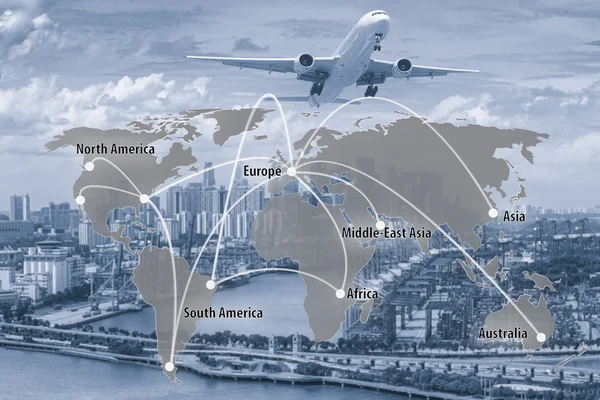 Verbinding van de virtuele interface van de kaart van mondiale partner verbinding ons — Stockfoto