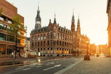 Amsterdam, Hollanda'da sabah baraj meydanı