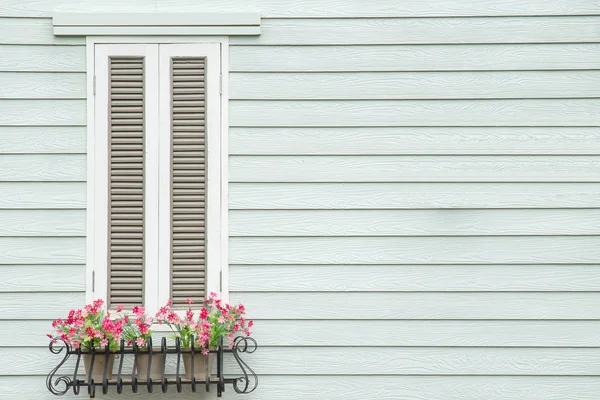 Fenster und Blume im europäischen Stil — Stockfoto