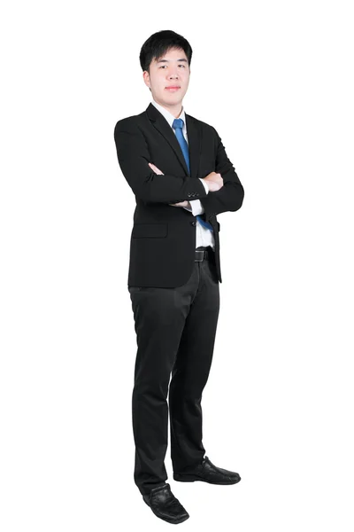 Розумний азіатський бізнесмен ізольований на білому тлі (відсікаючий — стокове фото