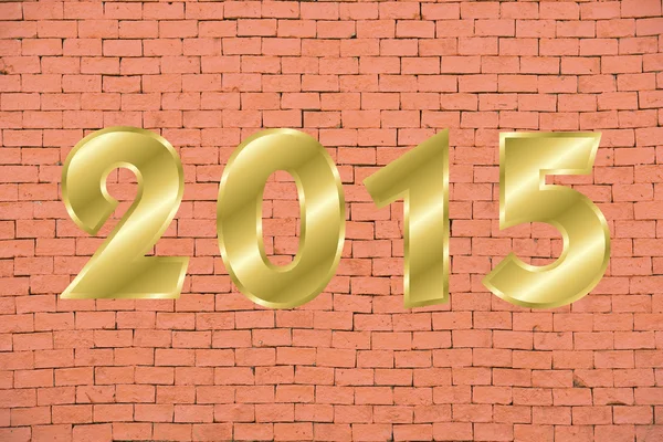 Happy new year 2015 on brick wall pattern — Stock Photo, Image