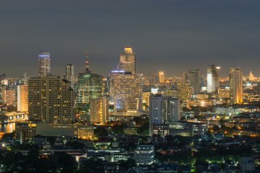 Bangkok cityscape Nehri ile üst görünümden