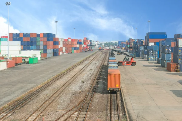 Freight trains on cargo terminal — Stock Photo, Image