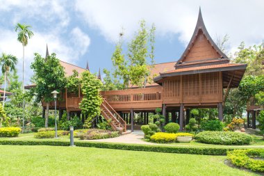 Tay tarzında, teakwood ev Bahçe, Tayland