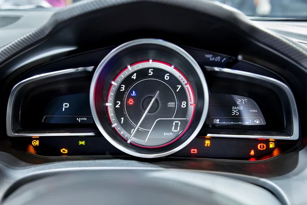 Close up shot of modern speedometer in a car. — Stock Photo, Image