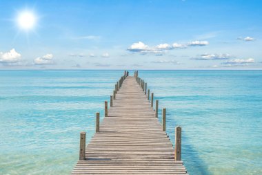 Summer, Travel, Vacation and Holiday concept - Wooden pier in Ph clipart