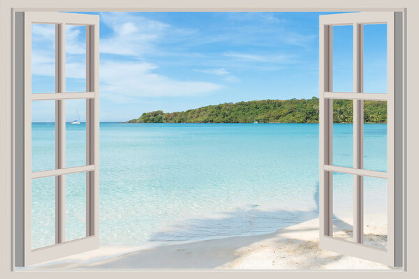 Summer, Travel, Vacation and Holiday concept - The open window, 