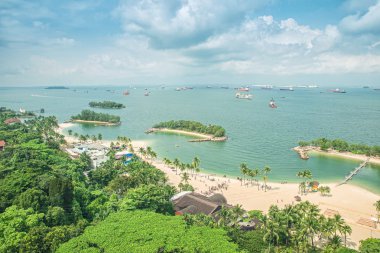 Aerial view of beach in Sentosa island, Singapore clipart
