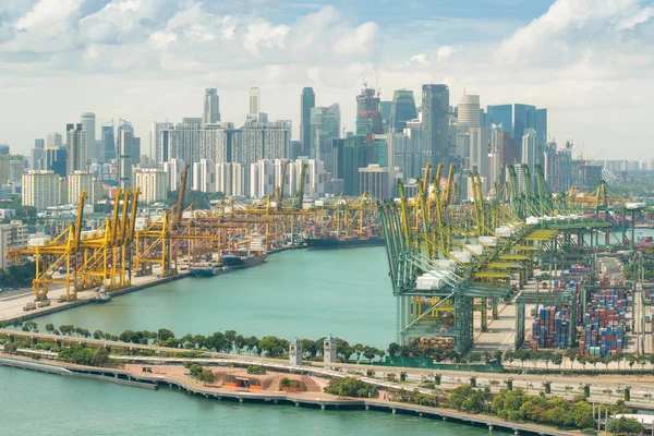 Singapore cargo terminal, en av de mest trafikerade hamnarna i världen, — Stockfoto