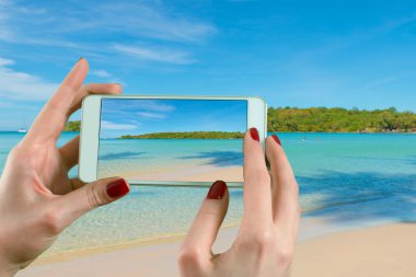 Yaz, seyahat, tatil ve tatil kavramı - bir wo görünümünü geri