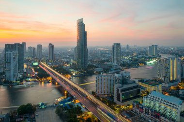 Chao Phraya Nehri'nin, Bangkok, Tayland, Thailand, şehir manzarası