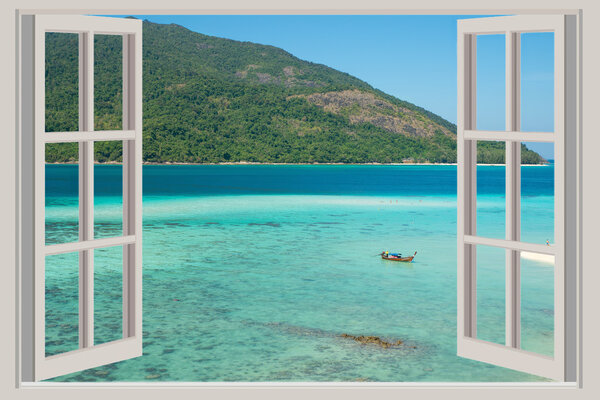 Summer, Travel, Vacation and Holiday concept - The open window, 