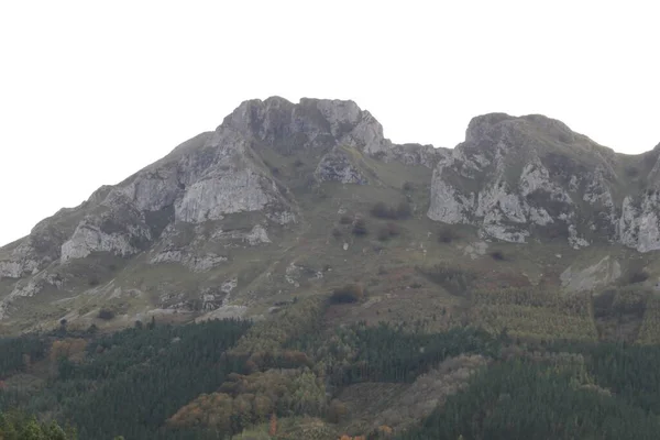 Landelijk Landschap Van Bomen Bergen Een Donkere Herfstmiddag Baskenland Spanje — Stockfoto