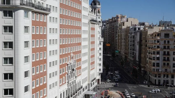 Madrid Spanyolország Szeptember 2020 Kilátás Riu Hotel Homlokzatára Gran Kezdetére — Stock Fotó