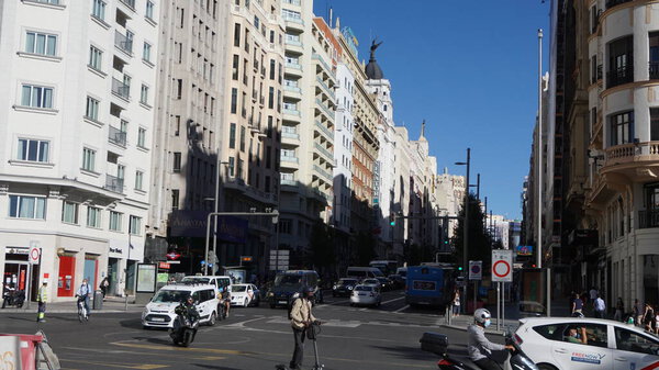 Madrid, Spain, September, 7, 2020: landscape of Madrid one afternoon in September in the middle of the covid-19 pandemic