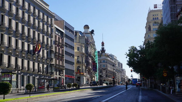 Madrid, Spain, September, 7, 2020: landscape of Madrid one afternoon in September in the middle of the covid-19 pandemic