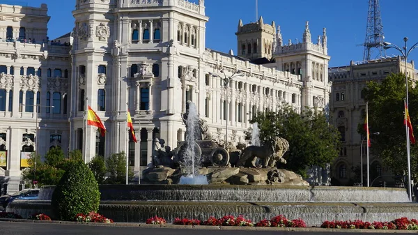 Cibeles Çeşmesi Letişim Sarayı Madrid Spanya — Stok fotoğraf