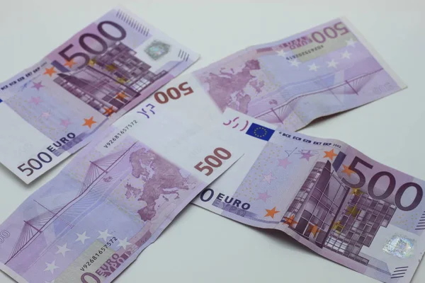Pět Bankovek Euro 500 Euro Hotovosti — Stock fotografie