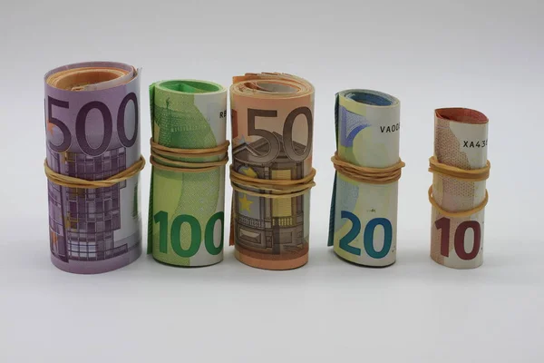 Plusieurs Centaines Billets Euros Empilés Par Valeur Billets Euros Monnaie — Photo