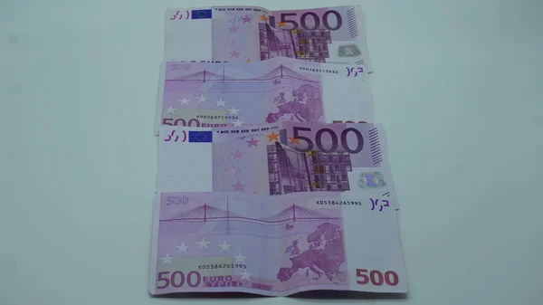 Rendu Pile Cinq Cents Billets Euros Isolé Sur Fond Blanc — Photo