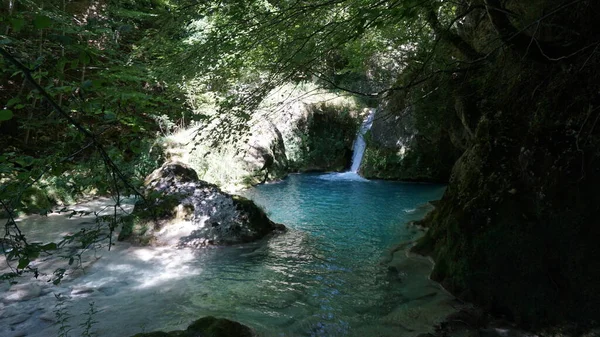 纳瓦拉山区森林中水晶水的景观 — 图库照片