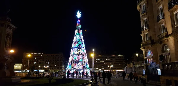 Donostia San Sebastian Pais Vasco España Diciembre 2019 Luces Decoraciones — Foto de Stock