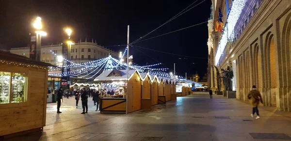 Zaragoza España Diciembre 2019 Mercado Navidad Zaragoza — Foto de Stock