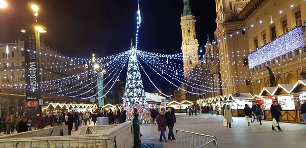 Zaragoza Španělsko Prosinec 2019 Vánoční Trh Zaragoze — Stock fotografie