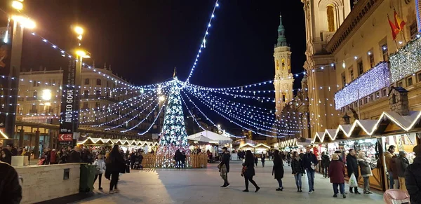 Zaragoza España Diciembre 2019 Mercado Navidad Zaragoza — Foto de Stock