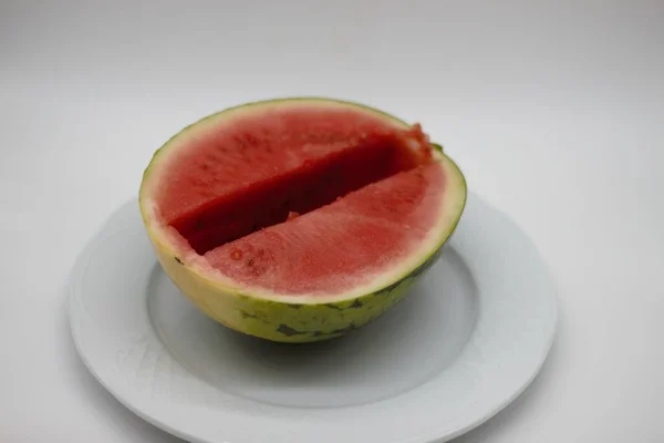 Half Watermelon Slice Missing Center — Stock Photo, Image