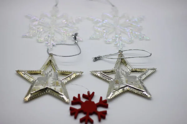 Estrellas Plata Cristal Navidad Decoración Para Año Nuevo Christmas New — Foto de Stock