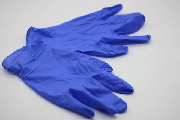 Guantes Quirúrgicos Látex Azul Aislados Sobre Fondo Blanco — Foto de Stock