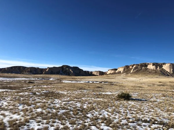 Sunny Pawnee Buttes Landscape Snow Pawnee National Grassland 콜로라도주에서 — 스톡 사진