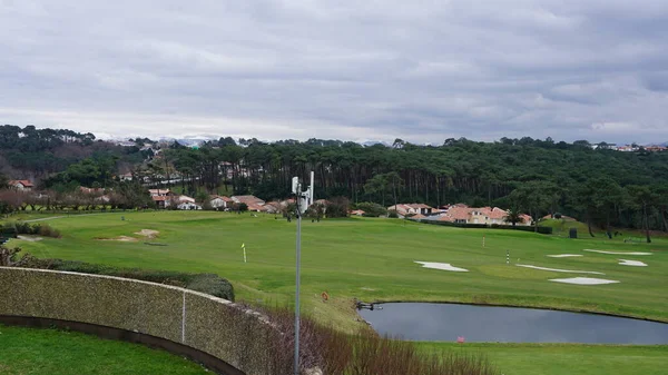 Landskap Golfbana Bidart Aquitaine Frankrike Vinterdag Morgonen — Stockfoto