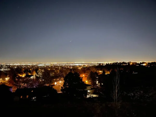 Skyline Noite Denver Colorado Eua — Fotografia de Stock