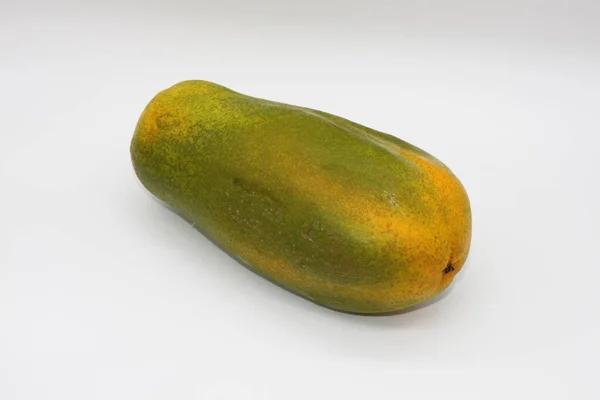Heerlijke Rijpe Papaya Fruit Witte Achtergrond Gezond Eten — Stockfoto