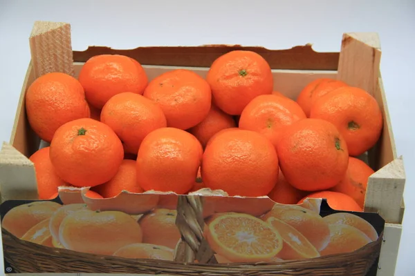 Schachtel Mit Köstlichen Mandarinen Gesunde Ernährung Obst — Stockfoto