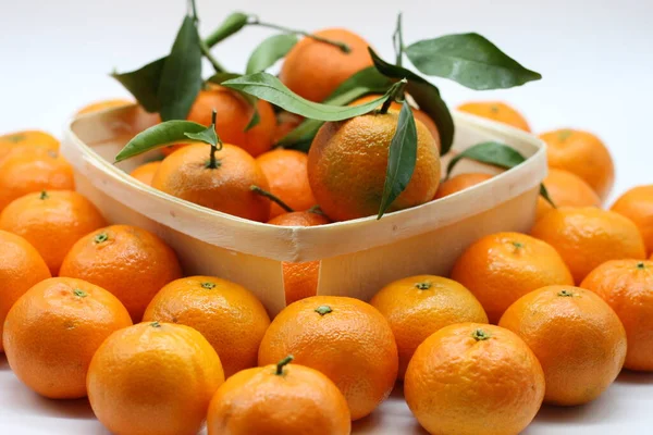 Fondo Mandarinas Naranjas Con Hojas Verdes Comida Saludable Hortalizas — Foto de Stock