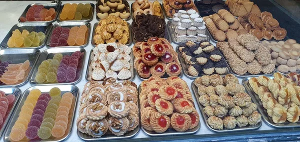 Typické Pečivo Sladkosti Cukrárně Donostia San Sebastian — Stock fotografie