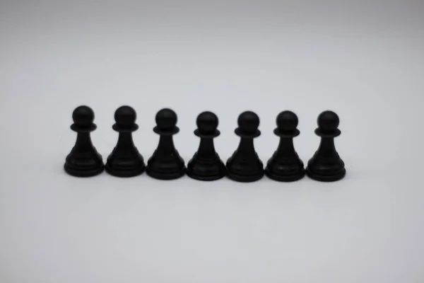 Black Chess Pawns Isolated White Background — Stock Photo, Image